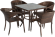Обеденная группа АЗАЛИЯ коричневая на 4 персоны со столом 80х80 из искусственного ротанга