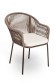 Лион стул плетеный из роупа, каркас из стали коричневый (RAL8016) муар, роуп коричневый круглый, ткань бежевая