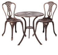 Обеденная группа серии ROMANCE (Романс) на 2 персоны со столом D63 для кафе бронзового цвета из литого алюминия