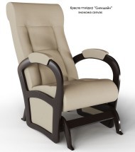 Кресло качалка глайдер SILSHAIN (Силкшайн) экокожа коричневого и молочного цвета