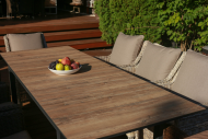Стол обеденный серии БИАРРИЦ 180-240х90 раскладной коричневый из алюминия под фактуру дерева