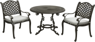 Обеденная группа CARUZO (Карузо) на 2 персоны со столом D108 темно-коричневого цвета из литого алюминия