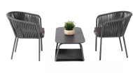 Комплект мебели ТУЛОН кофейный на 2 персоны серый из веревочной нити