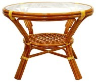 Стол обеденный серии COLOMBO (Коломбо) D104 коньячного цвета из натурального ротанга