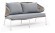 Милан диван 2-местный плетеный из роупа, каркас алюминий светло-серый (RAL7035) шагрень, роуп серый меланж круглый, ткань светло-серая
