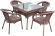 Обеденный комплект DECO (Деко) на 4 персоны со столом 90х90 коричневый из искусственного ротанга