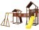 Детские городки JUNGLE PALACE + JUNGLE COTTAGE (без горки) + BRIDGE LINK (жесткий мост) + ROCK + Рукоход +сидушка (Джангл палас) из соснового бруса