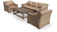 Комплект мебели серии WOODEN NATUR (НАТУР) КМ-2003 на 5 персон с трехместным диваном из плетеного натурального ротанга