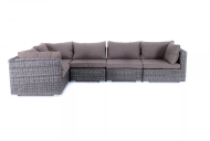 Комплект мебели угловой модульный серии ЛУНГО на 5-6 персон темно-серый из искусственного ротанга