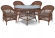 Обеденная группа ЭСПРЕССО S на 4 персоны со столом D120 коричневая из искусственного ротанга