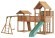 Детские городки JUNGLE PALACE + JUNGLE COTTAGE (без горки) + BRIDGE LINK + ROCK MODULE + Рукоход + Сидушки (Джангл палас) из соснового бруса