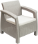 Комплект мебели серии КОРФУ ФИЕСТА (Corfu Fiesta) RF цвет капучино с двумя двухместными диванами и креслами из пластика под фактуру искусственного ротанга