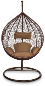 Кресло подвесное КМ-0001 (малое) коричневое из плетеного искусственного ротанга