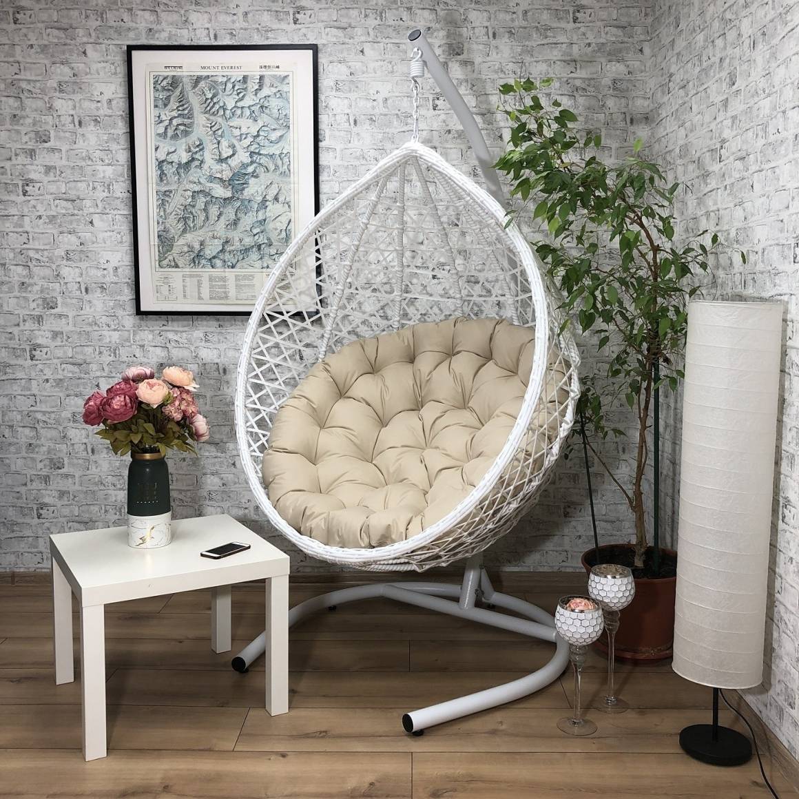 Купить подвесное кресло modern-xl белое из искусственного ротанга в Москве