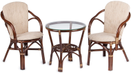 Комплект мебели PATIO (Патио) кофейный на 2 персоны коричневого цвета из натурального ротанга