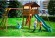 Детские городки JUNGLE COTTAGE + SWING MODULE XTRA+ ROCK+Рукоход с гимнастическими кольцами (Джангл коттедж) из соснового бруса