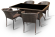 Обеденная группа РУАРДИН-ГРЕЦИЯ на 4 персоны со столом 150х90 коричневая из искусственного ротанга