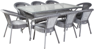 Обеденный комплект DECO (Деко) на 8 персон со столом 180х90 серый из искусственного ротанга